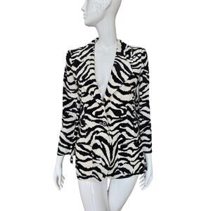 Vintage 1990s Ungaro Silk Zebra Blazer M L